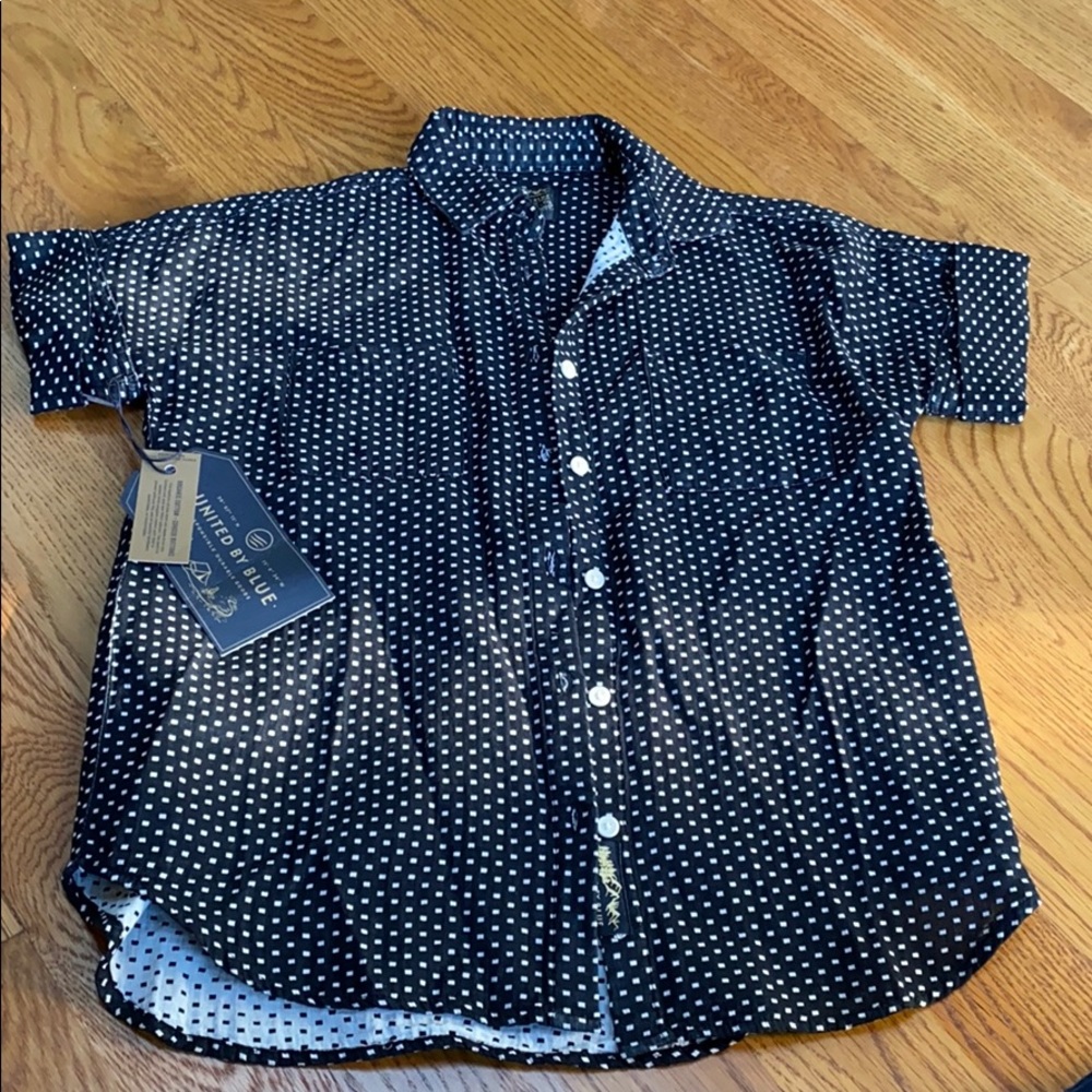 United by Blue organic cotton b/w button down NWT